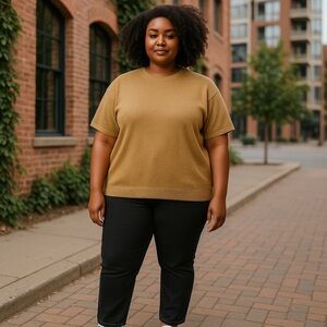 Alfred Dunner Women's Mustard Short Sleeve Top